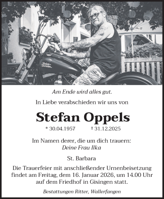 Traueranzeige von Stefan Oppels von saarbruecker_zeitung
