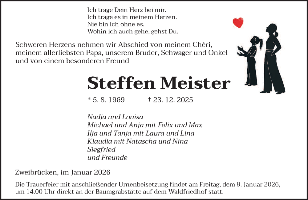  Traueranzeige für Steffen Meister vom 03.01.2026 aus saarbruecker_zeitung