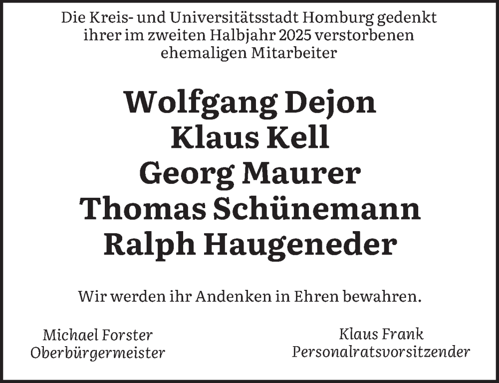  Traueranzeige für Totentafel vom 17.01.2026 vom 17.01.2026 aus saarbruecker_zeitung
