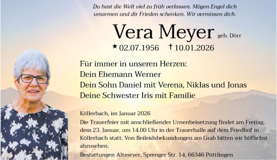 Traueranzeige von Vera Meyer von saarbruecker_zeitung
