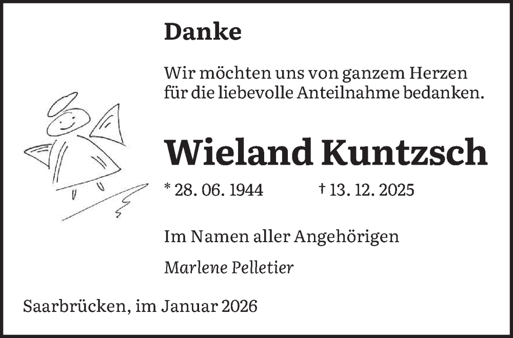  Traueranzeige für Wieland Kuntzsch vom 24.01.2026 aus saarbruecker_zeitung