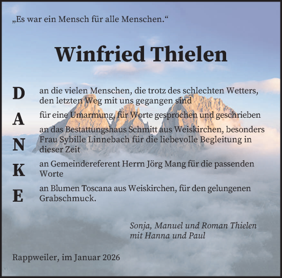 Traueranzeige von Winfried Thielen von saarbruecker_zeitung