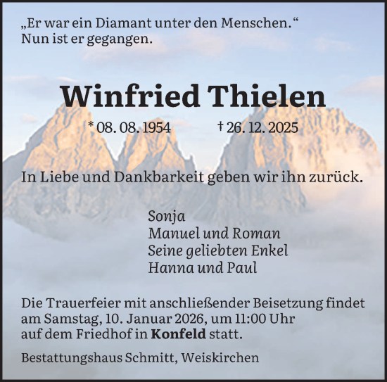 Traueranzeige von Winfried Thielen von saarbruecker_zeitung