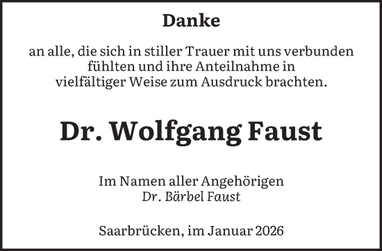 Traueranzeige von Wolfgang Faust von saarbruecker_zeitung