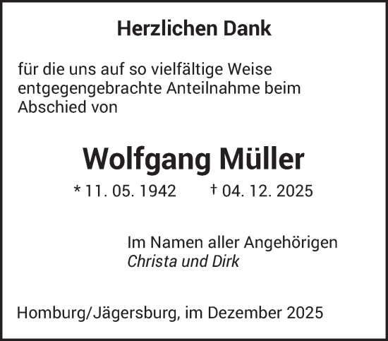 Traueranzeige von Wolfgang Müller von saarbruecker_zeitung