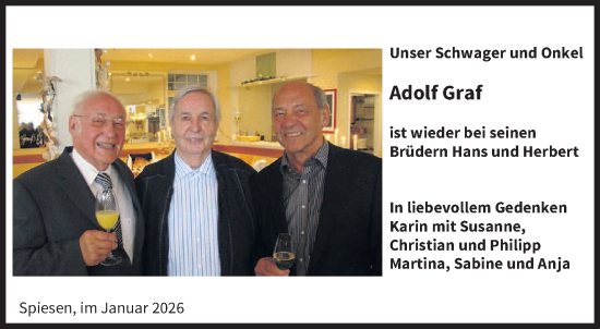 Traueranzeige von Adolf Graf von saarbruecker_zeitung