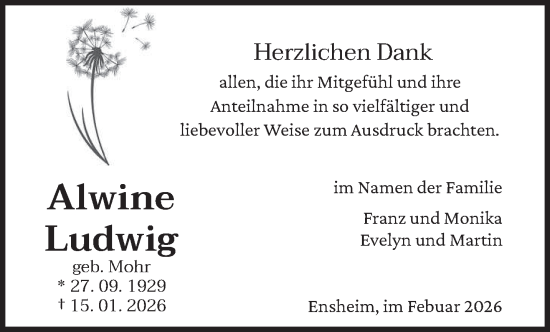 Traueranzeige von Alwine Ludwig von saarbruecker_zeitung