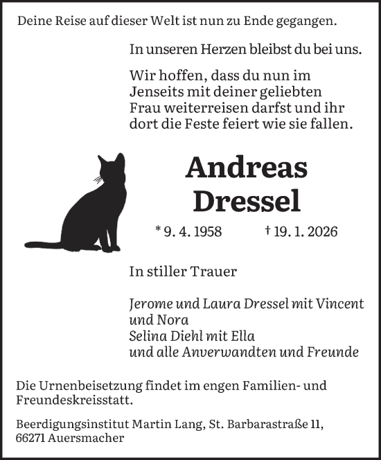 Traueranzeige von Andreas Dressel von saarbruecker_zeitung