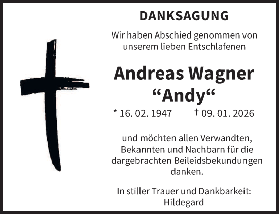Traueranzeige von Andreas Wagner von saarbruecker_zeitung