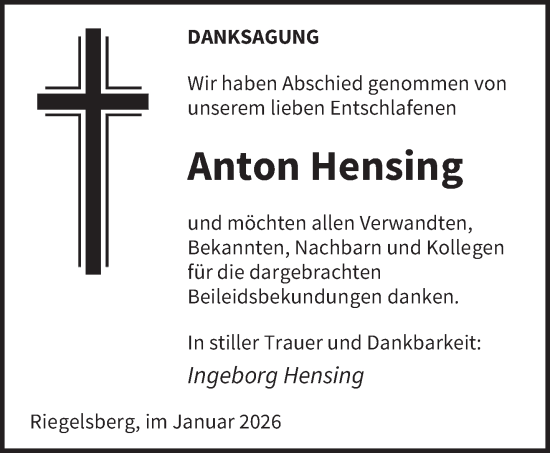 Traueranzeige von Anton Hensing von saarbruecker_zeitung