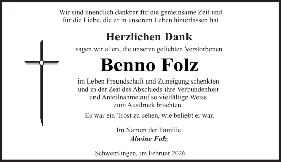 Traueranzeige von Benno Folz von saarbruecker_zeitung