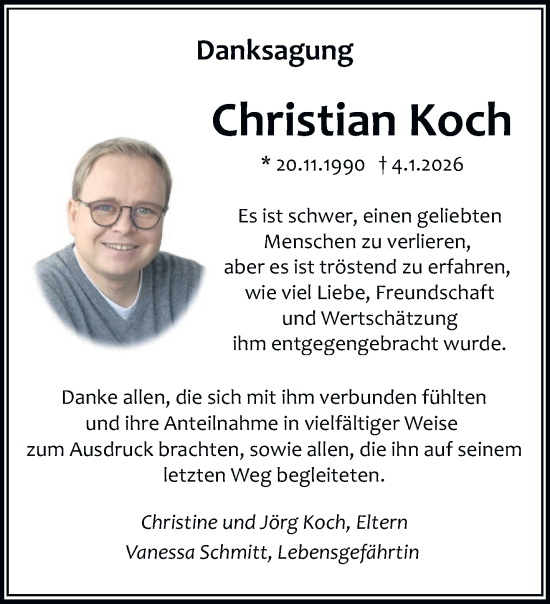 Traueranzeige von Christian Koch von saarbruecker_zeitung