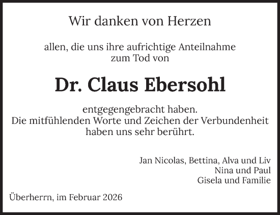 Traueranzeige von Claus Ebersohl von saarbruecker_zeitung