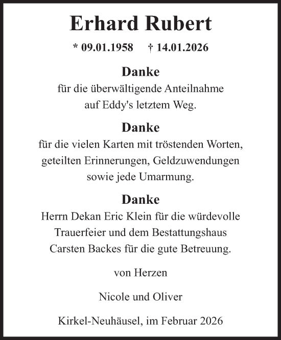 Traueranzeige von Erhard Rubert von saarbruecker_zeitung