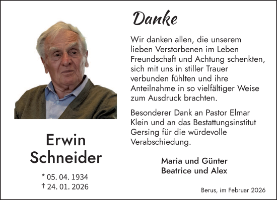Traueranzeige von Erwin Schneider von saarbruecker_zeitung