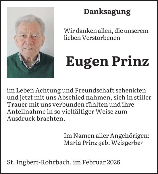 Traueranzeige von Eugen Prinz von saarbruecker_zeitung
