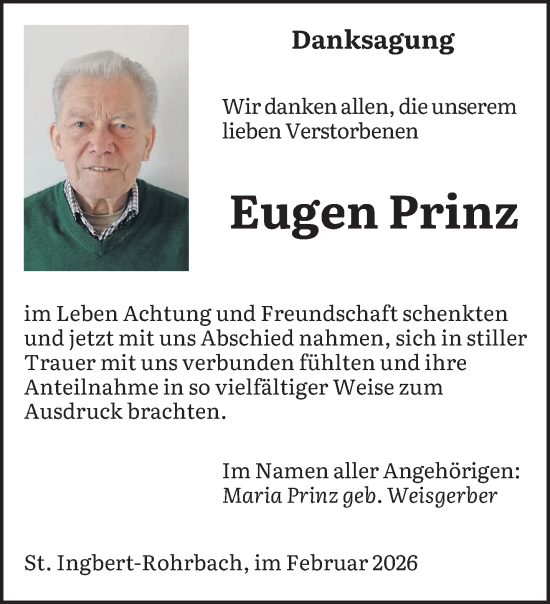 Traueranzeige von Eugen Prinz von saarbruecker_zeitung