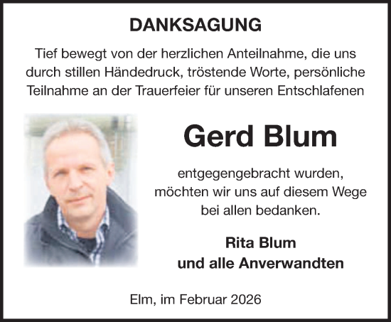 Traueranzeige von Gerd Blum von saarbruecker_zeitung