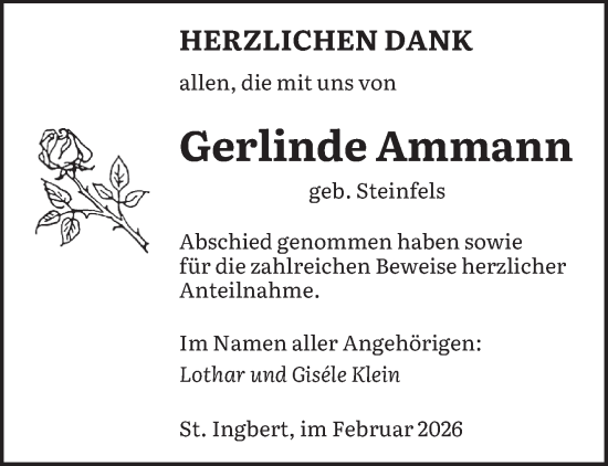 Traueranzeige von Gerlinde Ammann von saarbruecker_zeitung