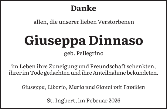 Traueranzeige von Giuseppa Dinnaso von saarbruecker_zeitung