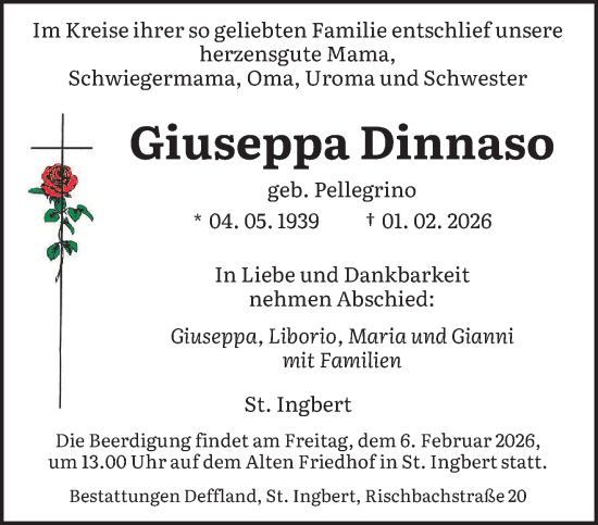 Traueranzeige von Giuseppa Dinnaso von saarbruecker_zeitung