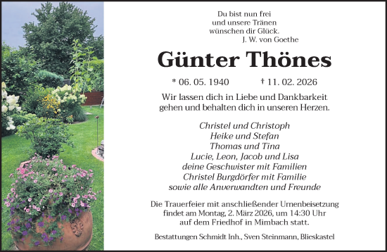 Traueranzeige von Günter Thönes von saarbruecker_zeitung