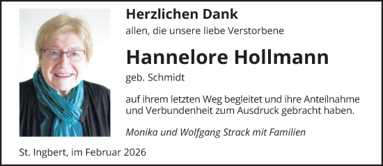Traueranzeige von Hannelore Hollmann von saarbruecker_zeitung