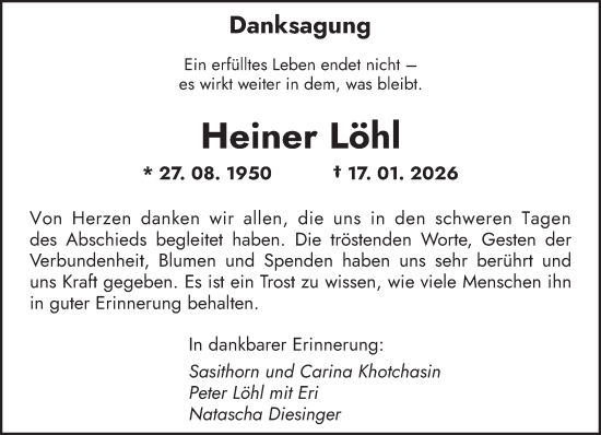 Traueranzeige von Heiner Löhl von saarbruecker_zeitung