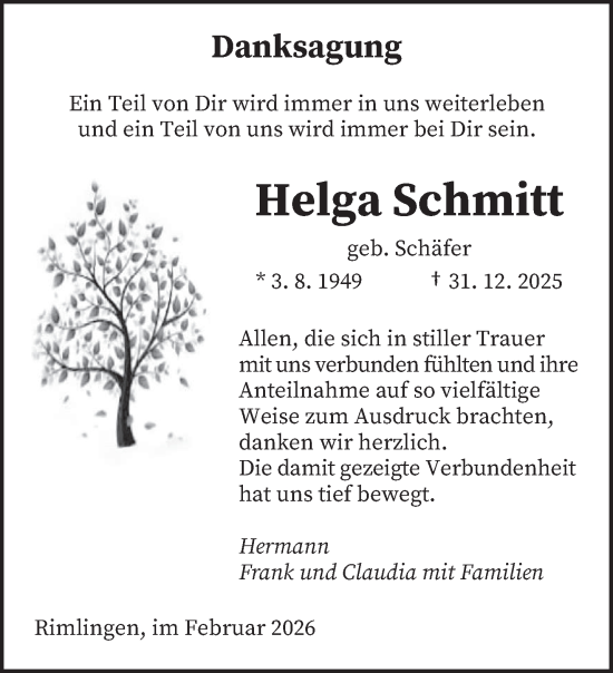 Traueranzeige von Helga Schmitt von saarbruecker_zeitung