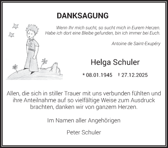 Traueranzeige von Helga Schuler von saarbruecker_zeitung