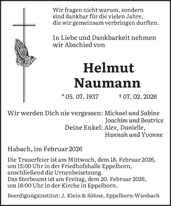 Traueranzeige von Helmut Naumann von saarbruecker_zeitung