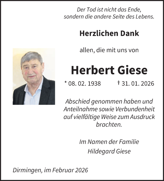 Traueranzeige von Herbert Giese von saarbruecker_zeitung