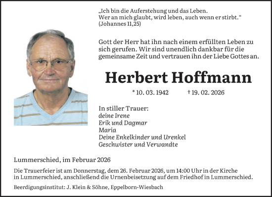 Traueranzeige von Herbert Hoffmann von saarbruecker_zeitung