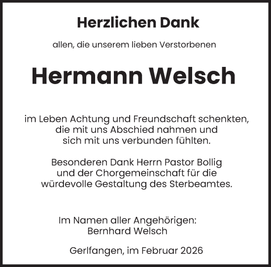 Traueranzeige von Hermann Welsch von saarbruecker_zeitung
