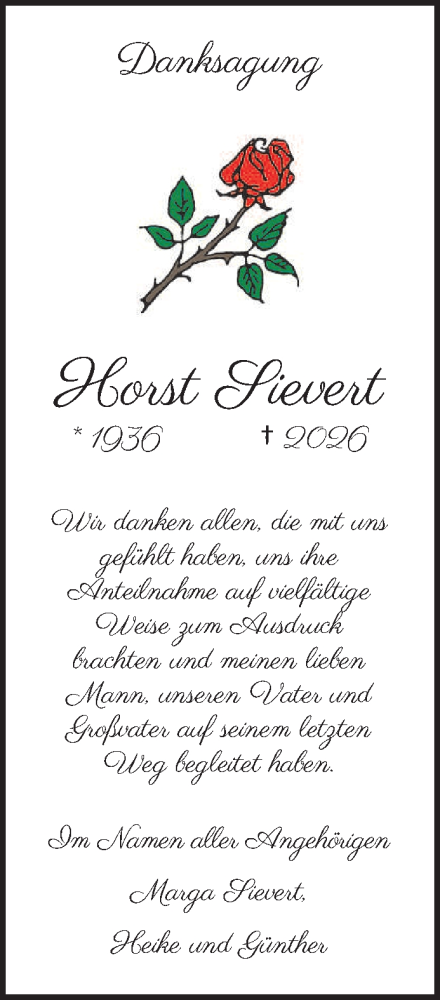  Traueranzeige für Horst Sievert vom 21.02.2026 aus saarbruecker_zeitung