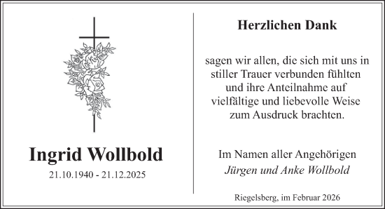 Traueranzeige von Ingrid Wollbold von saarbruecker_zeitung