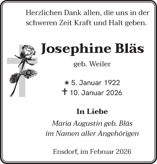 Traueranzeige von Josephine Bläs von saarbruecker_zeitung