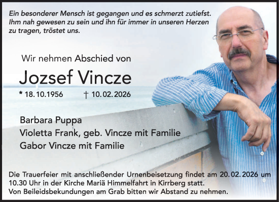 Traueranzeige von Jozsef Vincze von saarbruecker_zeitung