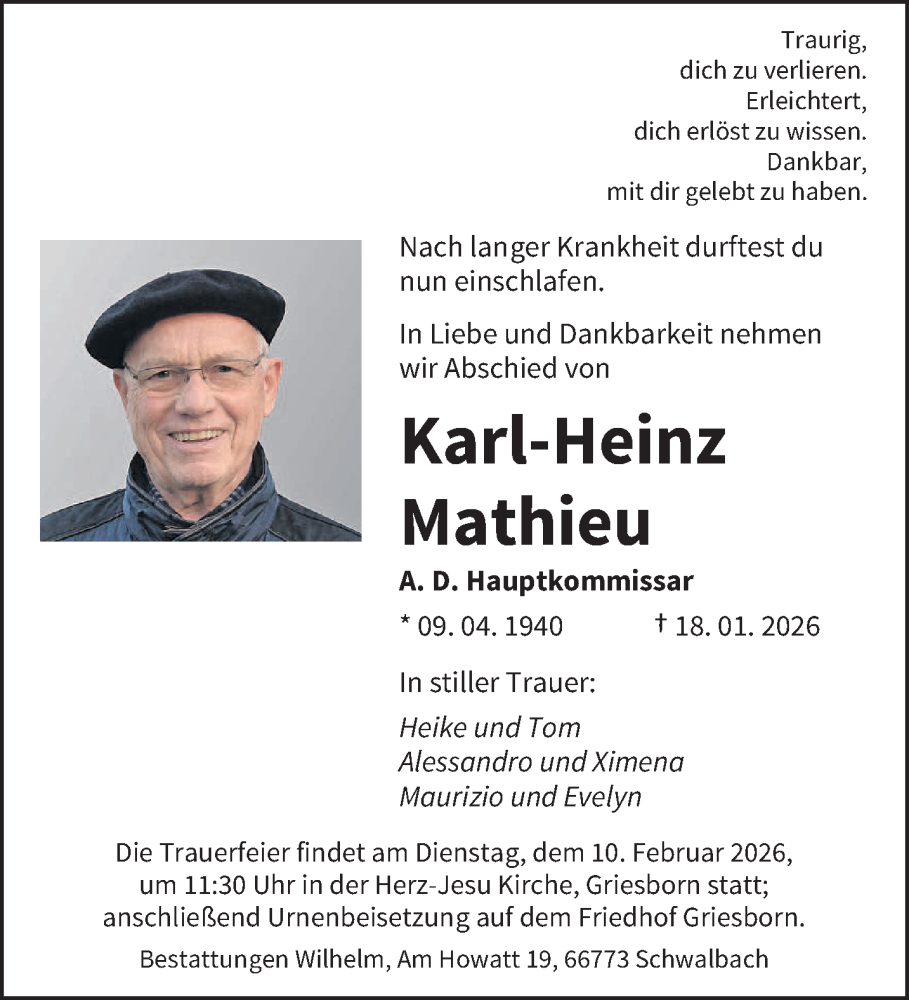  Traueranzeige für Karl-Heinz Mathieu vom 31.01.2026 aus saarbruecker_zeitung