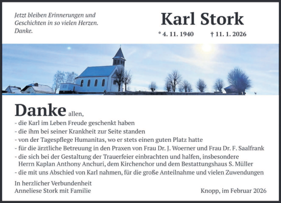 Traueranzeige von Karl Stork von saarbruecker_zeitung