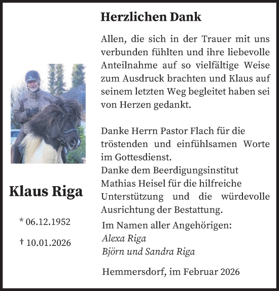 Traueranzeige von Klaus Riga von saarbruecker_zeitung