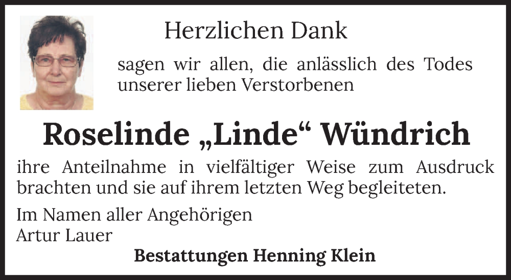 Traueranzeige für Linde Wündrich vom 19.02.2026 aus saarbruecker_zeitung