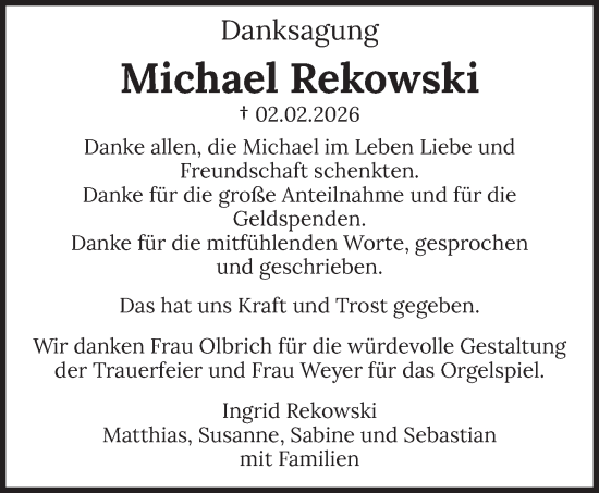 Traueranzeige von Michael Rekowski von saarbruecker_zeitung