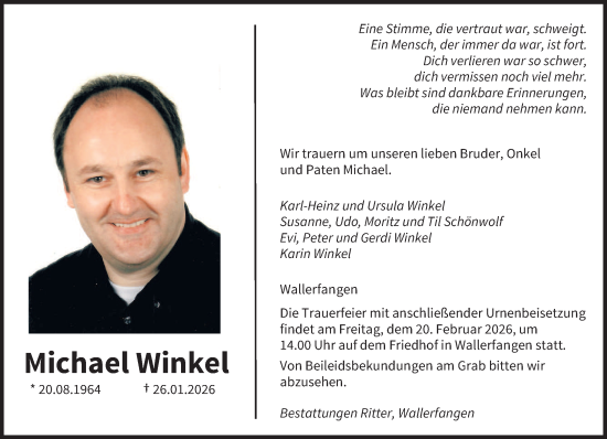 Traueranzeige von Michael Winkel von saarbruecker_zeitung