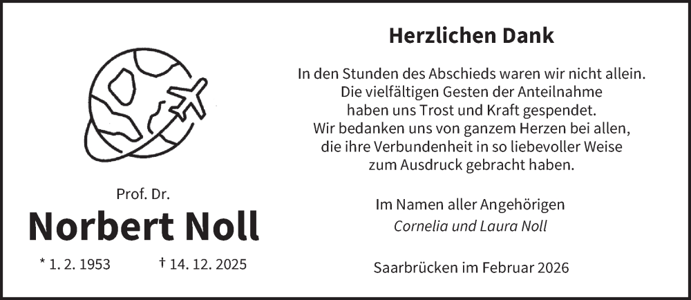  Traueranzeige für Norbert Noll vom 07.02.2026 aus saarbruecker_zeitung