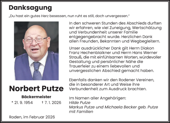 Traueranzeige von Norbert Putze von saarbruecker_zeitung