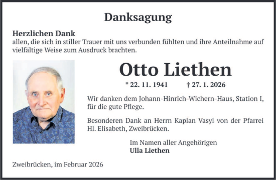 Traueranzeige von Otto Liethen von saarbruecker_zeitung