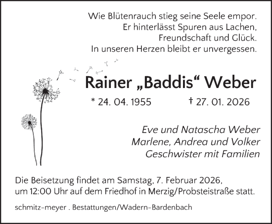 Traueranzeige von Rainer Weber von saarbruecker_zeitung