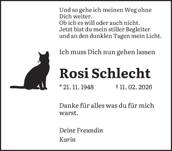 Traueranzeige von Rosi Schlecht von saarbruecker_zeitung