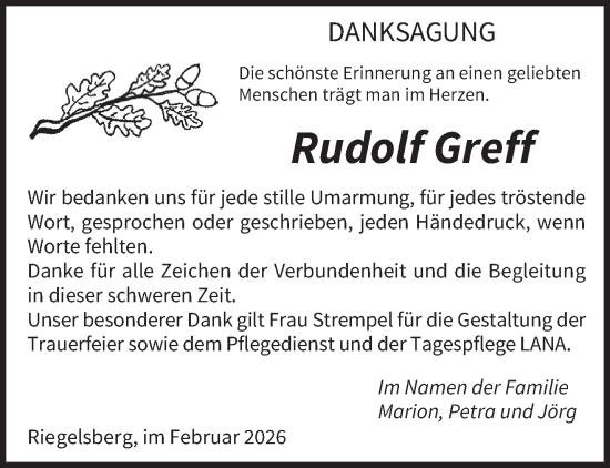 Traueranzeige von Rudolf Greff von saarbruecker_zeitung
